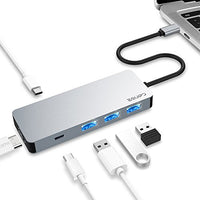 EQUIPD USB C Hub, Aluminum USB Type C Adapter with 87W USB-C PD Charging Port, 4K HDMI Output, 3 USB 3.0 Ports, USB-C Port, Compatible MacBook Pro 13