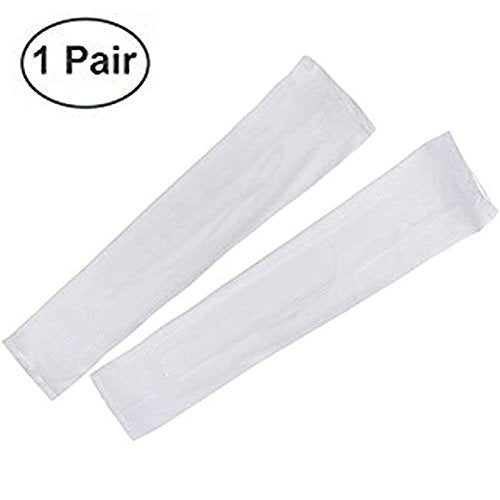 YUANQIAN 1 Pair Arm Cooling Sleeves UV Protection Sun Protection Arm Sleeves-UPF 40 Long Sun Sleeves for Men & Women for Workout-White