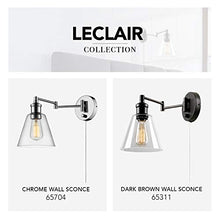 Load image into Gallery viewer, Globe Electric 65704 LeClair 1-Light Plug-In or Hardwire Industrial Wall Sconce, Chrome Finish, On/Off Rotary Switch, 6ft Clear Cord, Clear Glass Shade
