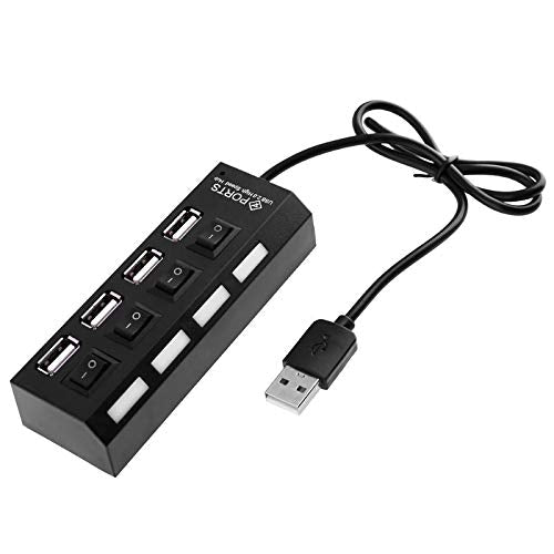 4 Ports USB2.0 Hub High Speed 480Mbps On/Off Switch Hub Splitter Adapter with LED Indicator for PC Laptop