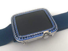 Load image into Gallery viewer, EMJ Series 2,3 Bling Apple Watch Sapphire Blue Zirconia Silver Case Bezel 38/42mm (38.0, Series 2)
