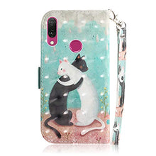 Load image into Gallery viewer, EMAXELER Huawei Y9 2019 Case 3D Creative Cartoon Pattern PU Leather Flip Wallet Case Kickstand Credit Cards Slot Stand Case Cover for Huawei Y9 2019 / Enjoy 9 Plus Black and White Cat TX
