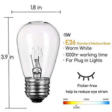 Load image into Gallery viewer, 26 Pack S14 Light Bulbs 11 Watt Warm Commercial Grade Replacement Incandescent Glass Bulbs with E26 Medium Base for Outdoor Patio Garden Vintage String Lights

