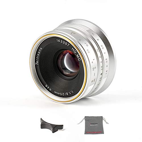 7artisans 25mm F1.8 APS-C Manual Fixed Lens for Fuji Cameras X-A1 X-A10 X-A2,X-A3 X-at X-M1 XM2 X-T1 X-T10 X-T2 X-T20 X-Pro1 X-Pro2 X-E1 X-E2 X-E2s (Silver)