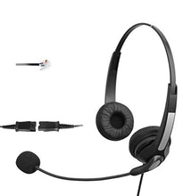 Load image into Gallery viewer, 4Call K702NQCMB Dual RJ Telephone Headset Headphone + Noise Canceling Mic + Quick Disconnect for Plantronics M10 M22 Vista Adapter and Cisco 7975 9971 Office Landline Desk IP Phones
