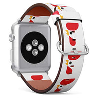 S-Type iWatch Leather Strap Printing Wristbands for Apple Watch 4/3/2/1 Sport Series (38mm) - Minimalist Rooster Pattern