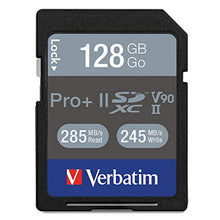 Load image into Gallery viewer, Verbatim 128GB Pro II Plus 1900X SDXC UHS-II V90 U3 Class 10 Memory Card
