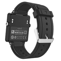 MoKo Watch Band Compatible with Garmin Vivoactive, Soft Silicone Replacement Fitness Bands Wristbands with Metal Clasps for Garmin Vivoactive/Vivoactive Acetate Sports GPS Smart Watch - Black