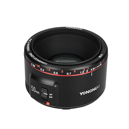 Yongnuo YN50MM F1.8 II AF/MF 0.35M Focus Distance Standard Prime Lens Black for Canon 5D IV 1DX I 200D II 850D 7D 6DII