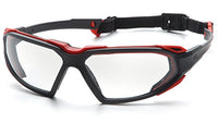 Pyramex Highlander Safety Eyewear, Clear Anti-Fog Lens With Black/Red Frame