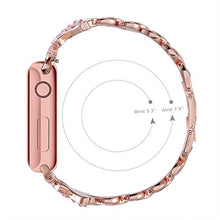 Load image into Gallery viewer, SHGM Bling Band Compatible with Apple Watch Band Watch Series SE/7/6/5/4/3/2/1 Diamond Rhinestone Stainless Steel Metal Replacement Wristband Strap (Rose gold 42/44mm and white Diamond)
