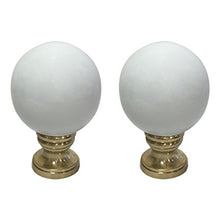 Load image into Gallery viewer, Royal Designs Ceramic Sphere 1.75&quot; Lamp Finial for Lamp Shade, White, Polished Brass Base - Set of 2
