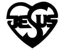 Load image into Gallery viewer, JESUS Heart - Vinyl - 4&quot; tall (Color BLACK) decal laptop tablet skateboard car windows sticke
