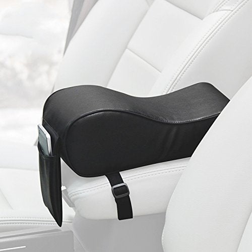 LTEFTLFL Universal PU Leather Car Arm Rest Pad Memory Foam Auto Arm Rests Covers with Phone Pocket - Beige