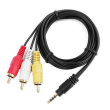 Load image into Gallery viewer, 3.5mm to 3RCA AV A/V Audio Video TV Cable/Cord/Lead for Toshiba Camcorder Camera

