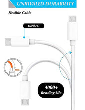 Load image into Gallery viewer, USB to Micro USB Cable, 3Pack 6 FT Long Fast Charge USB 2.0 A Male to Micro B Sync Charger Cord for Android, Samsung, LG, HTC, Motorola, Nokia, MP3, Camera - White
