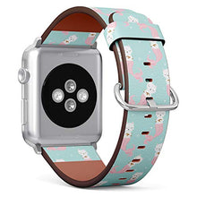 Load image into Gallery viewer, S-Type iWatch Leather Strap Printing Wristbands for Apple Watch 4/3/2/1 Sport Series (42mm) - Cute cat Mermaid Pattern on Turquoise Background
