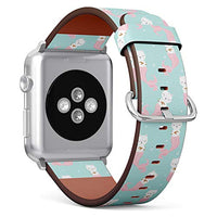 S-Type iWatch Leather Strap Printing Wristbands for Apple Watch 4/3/2/1 Sport Series (42mm) - Cute cat Mermaid Pattern on Turquoise Background