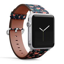 Load image into Gallery viewer, Compatible with Small Apple Watch 38mm, 40mm, 41mm (All Series) Leather Watch Wrist Band Strap Bracelet with Adapters (Beautiful Flamingo Bird Flowers)
