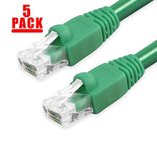 Load image into Gallery viewer, GRANDMAX CAT6A 10&#39; FT Green RJ45, 550MHz, UTP Ethernet Network Patch Cable Snagless/Molded Bubble Boot, 5 Pack
