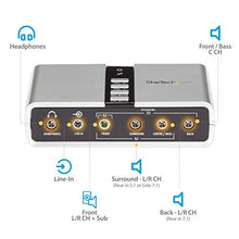 Load image into Gallery viewer, StarTech.com 7.1 USB Sound Card - External Sound Card for Laptop with SPDIF Digital Audio - Sound Card for PC - Silver (ICUSBAUDIO7D)

