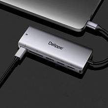 Load image into Gallery viewer, Delippo USB C Docking Hub 6 in 1 Dongles Ethernet hub, 4K HDMI,2USB 3.0 Ports,USB C PD Port,SD Card Reader,1000M Gigabit Ethernet Ports Multifunction Adapter for MacBook, Dell and More Type c Device
