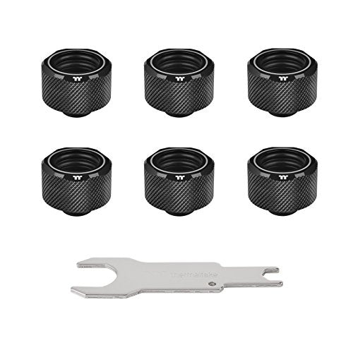 Thermaltake Pacific Black 4 Build-In O-Rings C-Pro G1/4 PETG 16mm OD Compression Fitting 6 Pack CL-W214-CU00BL-B