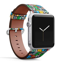 Load image into Gallery viewer, S-Type iWatch Leather Strap Printing Wristbands for Apple Watch 4/3/2/1 Sport Series (38mm) - Brazilian Favela Bright Colored Pattern
