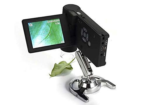 500X 8 LED Lamp Handheld Metal Bracket with Display Microscope 3.5 Inch Screen Portable Integrated Digital Electron Microscope Can Take Photos with Measurement