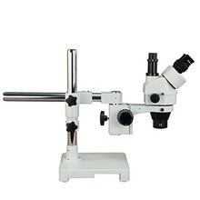 Load image into Gallery viewer, OMAX 3.5X-90X Zoom Trinocular Single-Bar Boom Stand Stereo Microscope with 144 LED Ring Light
