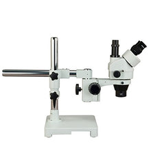 Load image into Gallery viewer, OMAX 3.5X-90X Zoom Trinocular Single-Bar Boom Stand Stereo Microscope with 54 LED Ring Light
