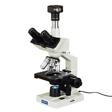 Load image into Gallery viewer, OMAX 40X-2000X Digital Lab Trinocular Compound LED Microscope with 2MP Digital Camera and Double Layer Mechanical Stage
