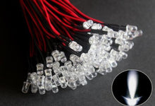 Load image into Gallery viewer, 100Pcs 24v 5mm white Pre Wired LED 5mm 24v 20cm white light Water clear

