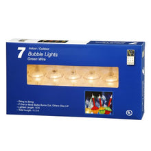 Load image into Gallery viewer, Vickerman Set of 7 Clear Retro Christmas Bubble Lights with Silver Glitter - Green Wire
