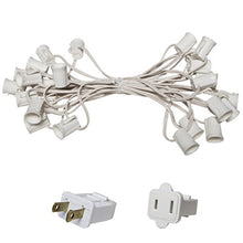 Load image into Gallery viewer, Wintergreen Lighting C9/E17 Light Stringer, E17 Sockets, 12 Socket Spacing, Outdoor String Light Patio Stringer, Fits C9/E17 Size Incandescent or LED Bulbs (15 ft / 15 Sockets, White Wire)
