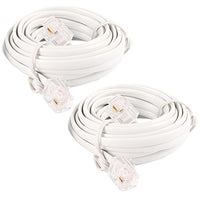 Uxcell 6P2C RJ11 Plug Telephone Phone Flat Line Cable, 3 Meter, 2-Pieces, White
