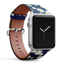Load image into Gallery viewer, Compatible with Big Apple Watch 42mm, 44mm, 45mm (All Series) Leather Watch Wrist Band Strap Bracelet with Adapters (White Daisies Circle)
