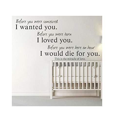 dailinming PVC Wall Stickers English Loved You Lounge Bed Children's Room Decor Home fashionWallpaper38.1cm x 61cm-Gray