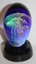 Load image into Gallery viewer, &quot;Hot&quot; Blue Glass Crystal Jellyfish (Glow in the Dark) w/ Free Light Base
