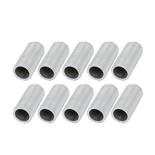 uxcell 10Pcs M14 Full Threaded Lamp Nipple Straight Pass-Through Pipe Connector 30mm Length