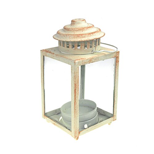 Homeford Mini Square Base Tea Light Lantern, 5-Inch (Ivory)