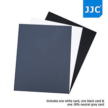 Load image into Gallery viewer, JJC 3-in-1 Pack A4 Size PVC Water Resistant Photography Color Balance Card, 18% Neutral Grey Card X 1 + Black Card X 1 + White Balance Card X 1, Size: 10 x 8 inch / 254 x 202mm

