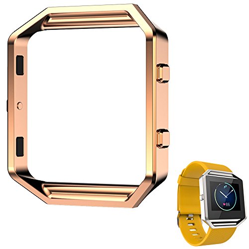 Fitbit Blaze Frame Rose Gold, AISPORTS Fitbit Blaze Accessory Frame Stainless Steel Metal Watch Frame Holder Shell Replacement Housing Protective Case Cover for Fitbit Blaze Smart Watch