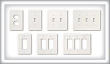 Load image into Gallery viewer, Questech Cornice Insulated Decorative Switch Plate/Wall Plate Cover  Made in the USA (Single Duplex - 6 Pack, White)
