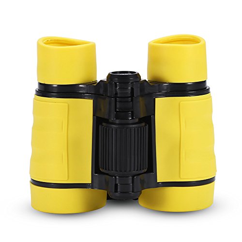 Child Binocular, 3 Colors 4 Times Blue Coated Telescope Binoculars with Lanyard and Storage Bag for Kids Outdoor Hunting Birdwatching Travelling Climbing(Yellow)