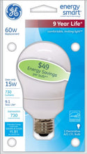Load image into Gallery viewer, GE 47487 15 Watt, 60 Watt Equivalent, Energy Smart A21 6 Year Life Light Bulb
