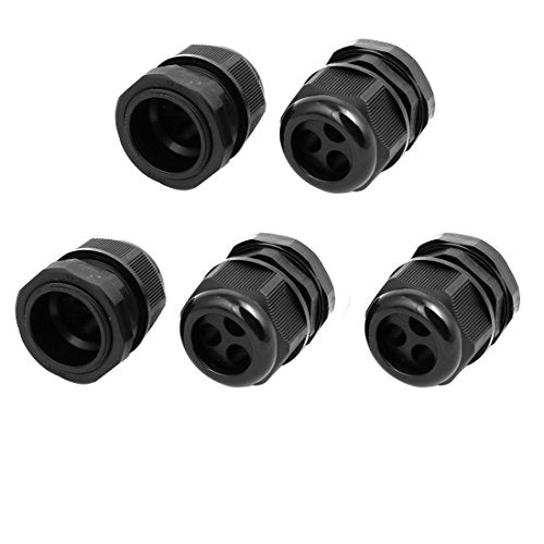 Aexit PG29 7.7mm-10mm Transmission Adjustable 3 Holes Cable Gland Joint Black 5pcs
