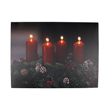 Load image into Gallery viewer, Northlight LED Lighted Flickering Candle Wreath Christmas Canvas Wall Art 12&quot; x 15.75&quot; Signs and Plaques, Green
