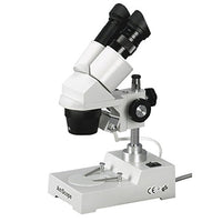 AmScope SE304-PZ Binocular Stereo Microscope, WF10x and WF20x Eyepieces, 20X/40X/80X Magnification, 2X and 4X Objectives, Tungsten Lighting, Reversible Black/White Stage Plate, Pillar Stand, 110V