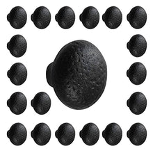 Load image into Gallery viewer, Renovators Supply Manufacturing Black Round Wrought Iron Cabinet Knob Pull 1.25&quot; Diameter Antique Rustic Black Powder Coated Knobs for Kitchen Cabinet Drawer Pull Handles with Hardware Pack of 20
